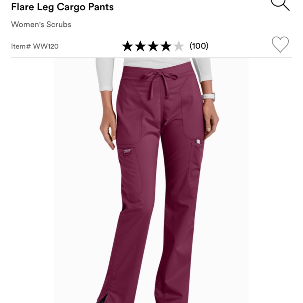 Cherokee Flare Leg Cargo Scrub Pants Large Tall Wine